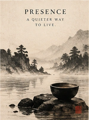 Presence — original sumi-e illustration with philosophical principle